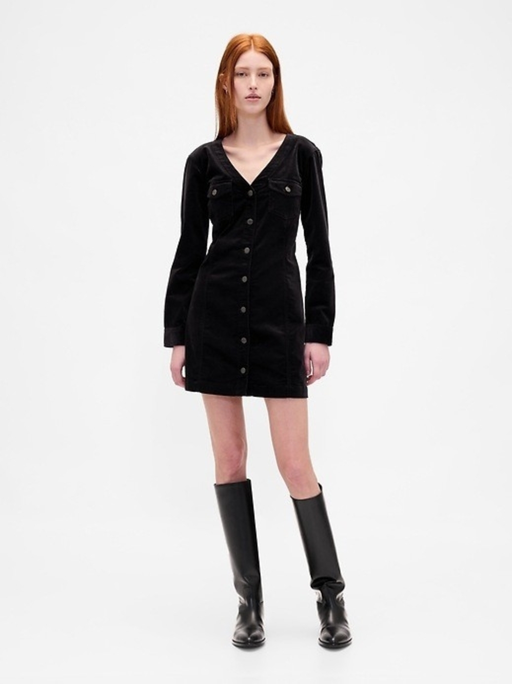 GAP Velvet V-Neck Mini Dress